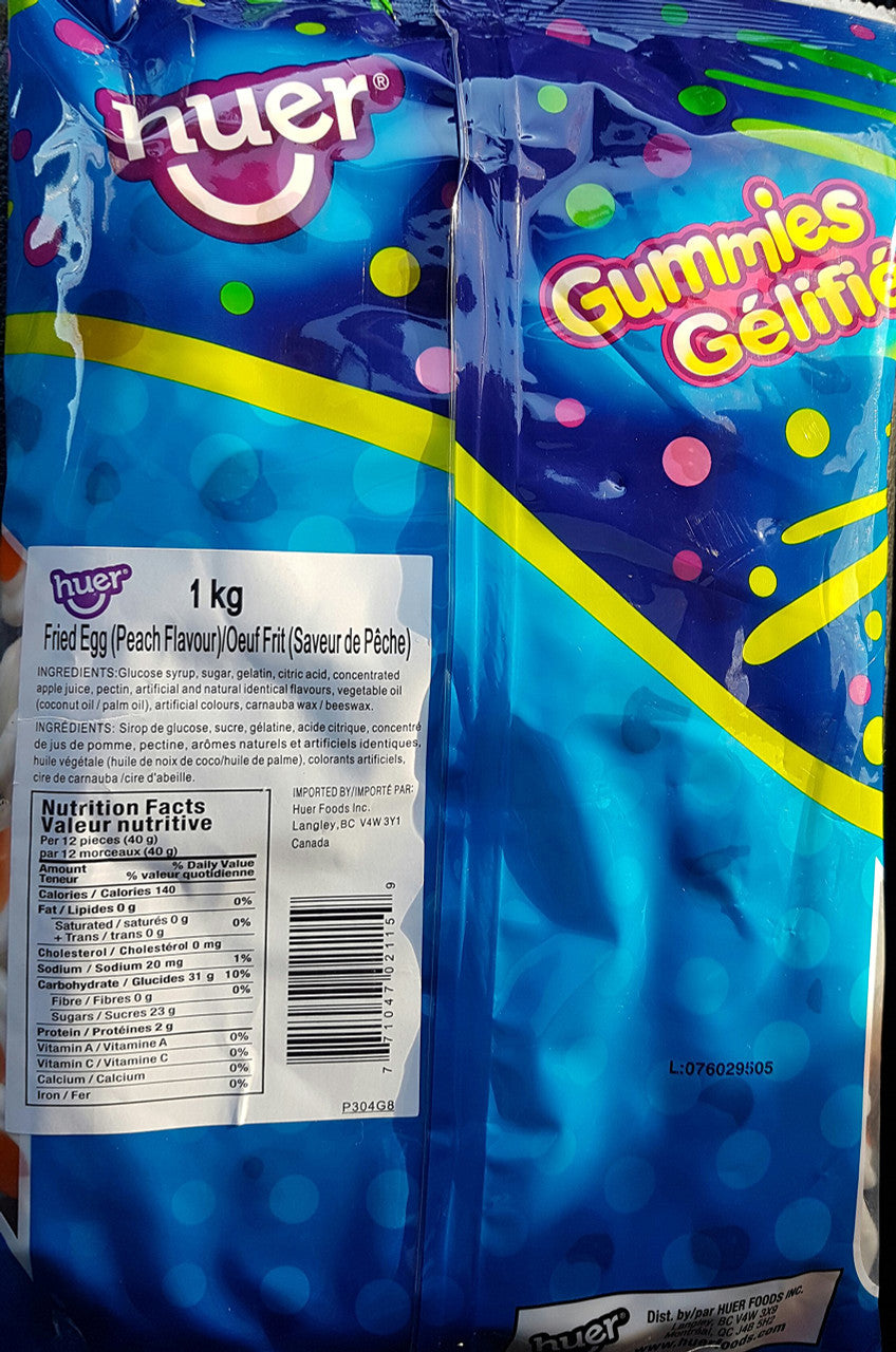 Huer Fried Eggs Gummy Candy 1kg/2.2 lbs., {Imported from Canada}
