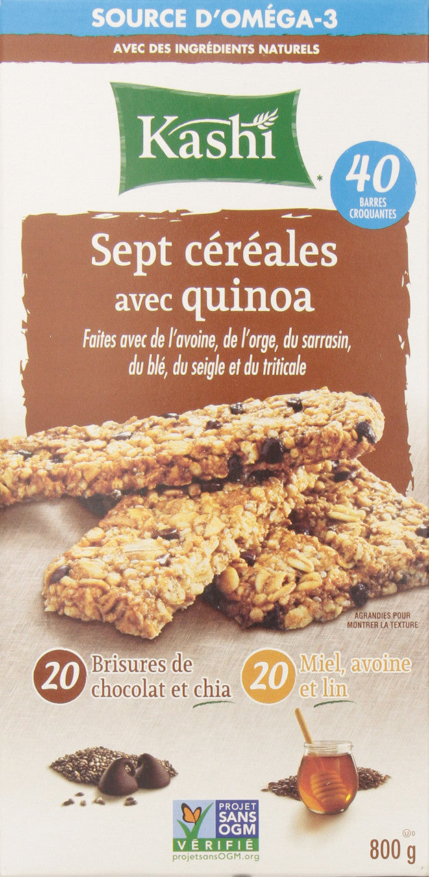 KASHI Seven Grain with Quinoa Bars, 40 Count, 800g/28.2 oz., {Imported from Canada}