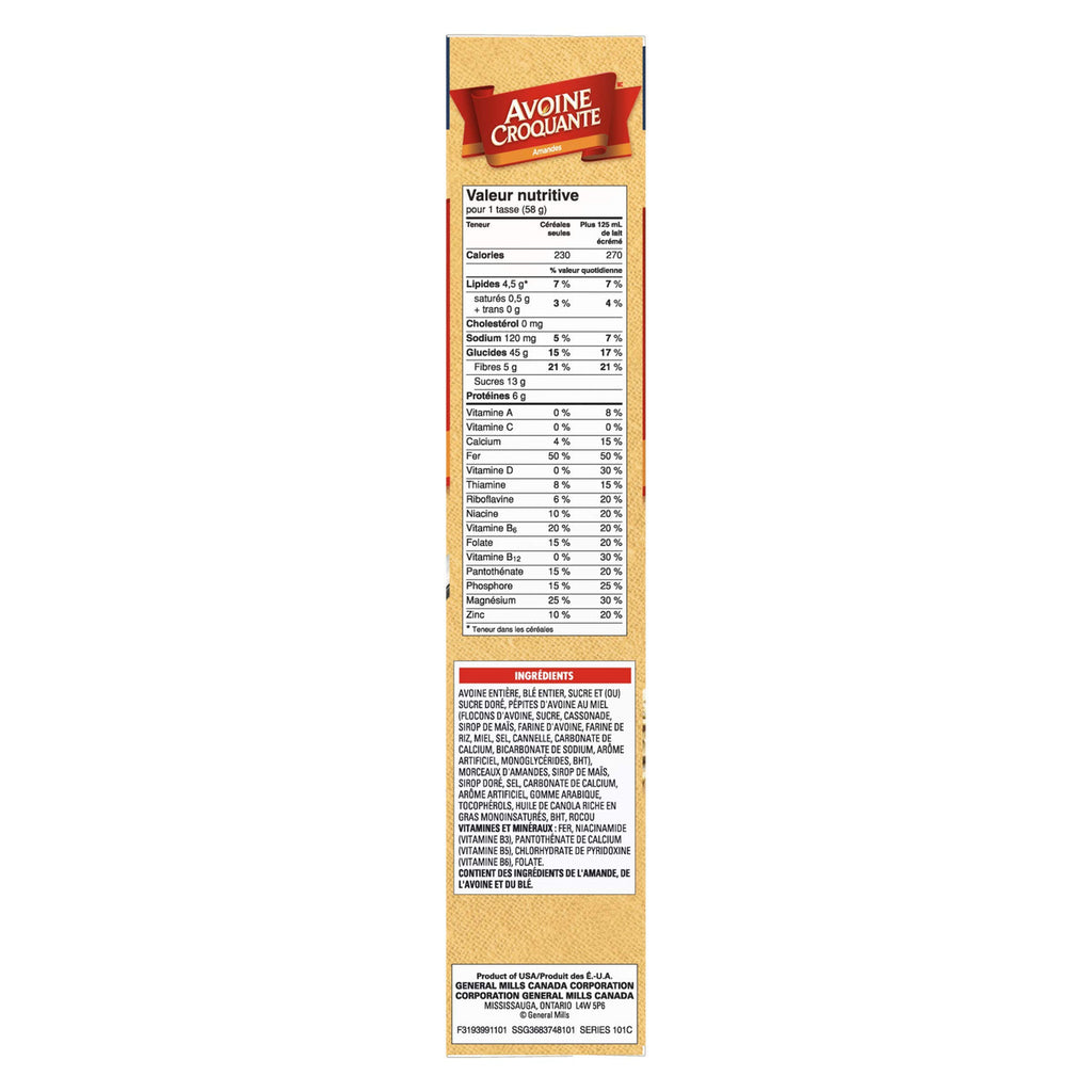 General Mills Oatmeal Crisp Almond Cereal, Family Size, 628g/22.2 oz., {Imported from Canada}