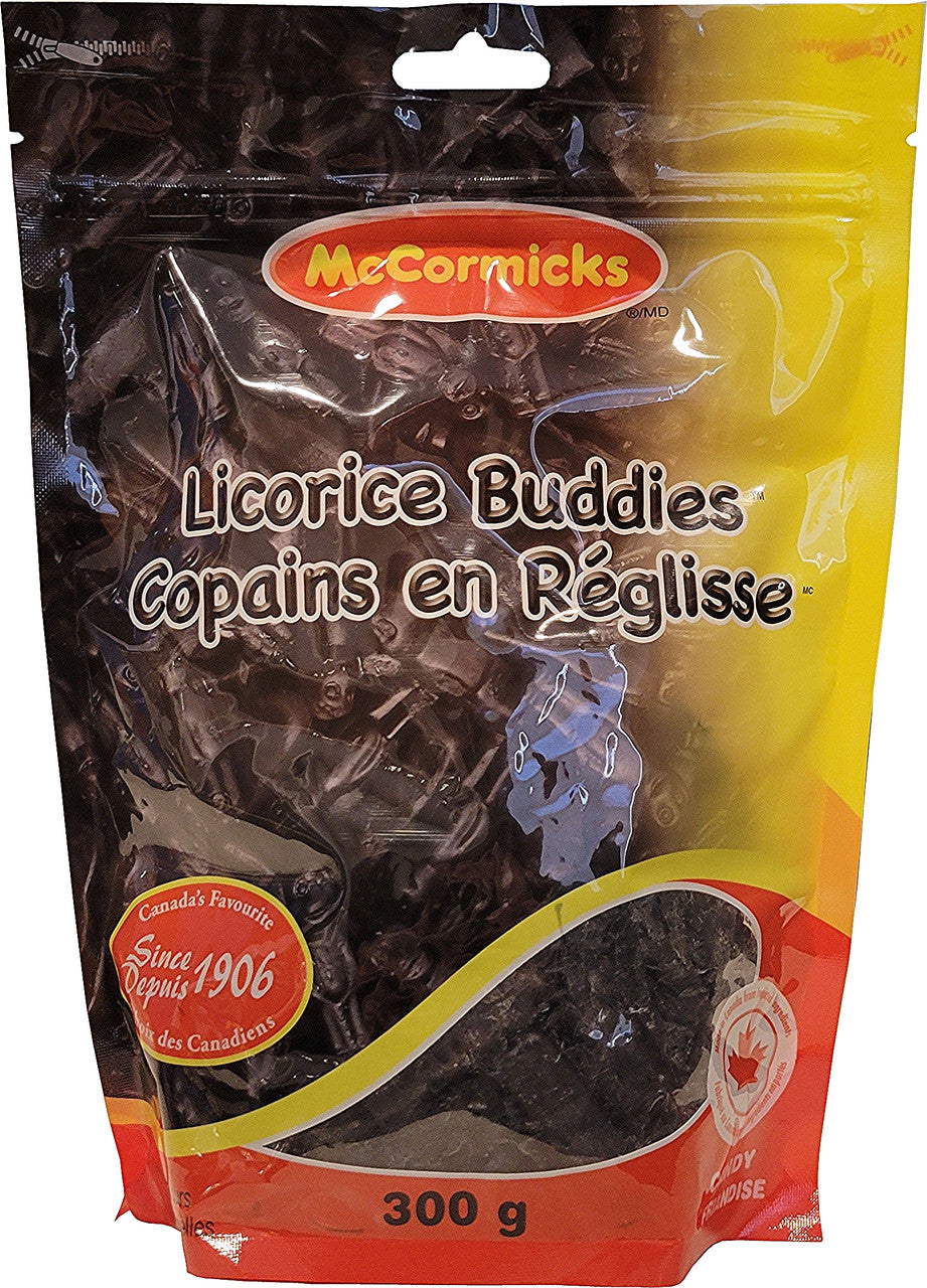 McCormicks Licorice Buddies Gummy Candy, Peg Bag, 300g/10.6 oz., {Imported from Canada}
