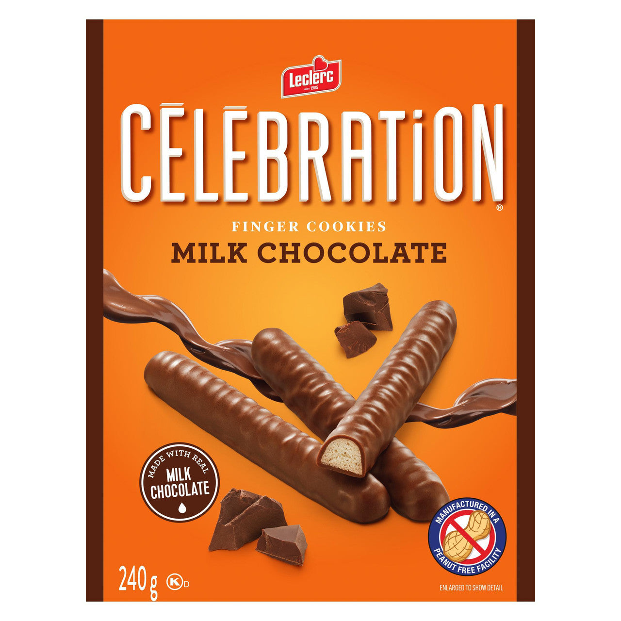 Leclerc Celebration Milk Chocolate Finger Cookies, 240g/8.5 oz. Box {Imported from Canada}