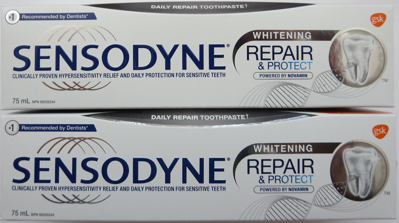 ( Pack of 2 ) Sensodyne with Novamin, Repair & Protect, Whitening 75 mL ( Canadian )