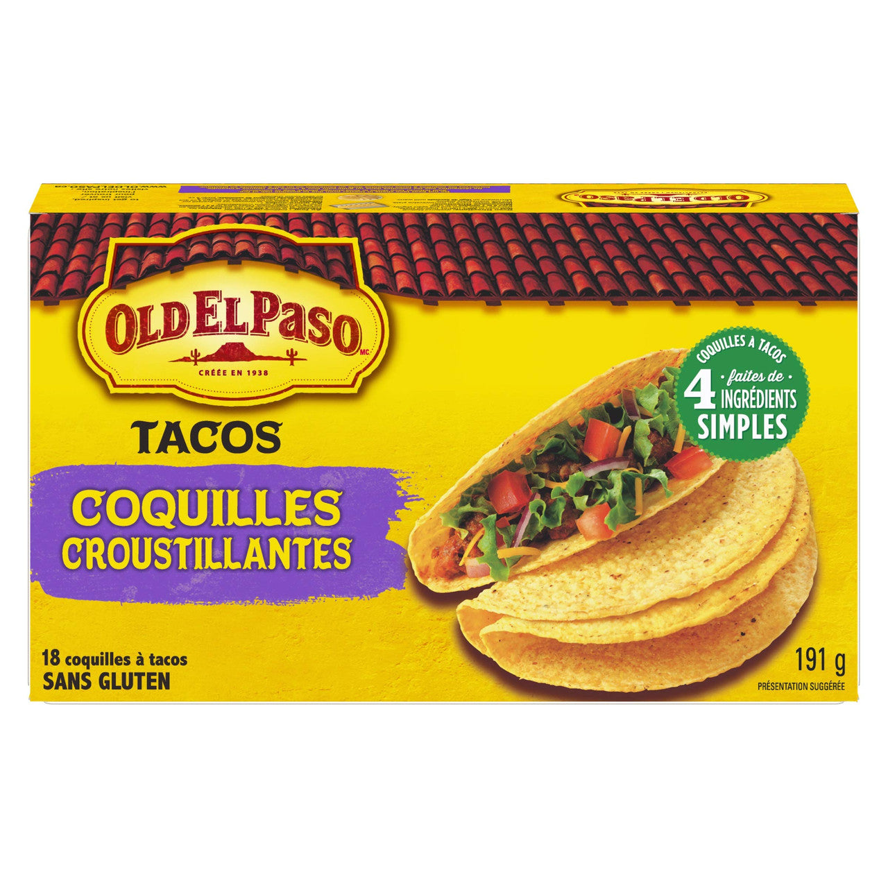 Old El Paso Gluten Free Taco Crunchy Shells (18pk) 191g/6.7 oz {Imported from Canada}