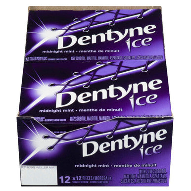 Dentyne Ice Bubble Gum, Midnight Mint, 12 Count {Imported from Canada}