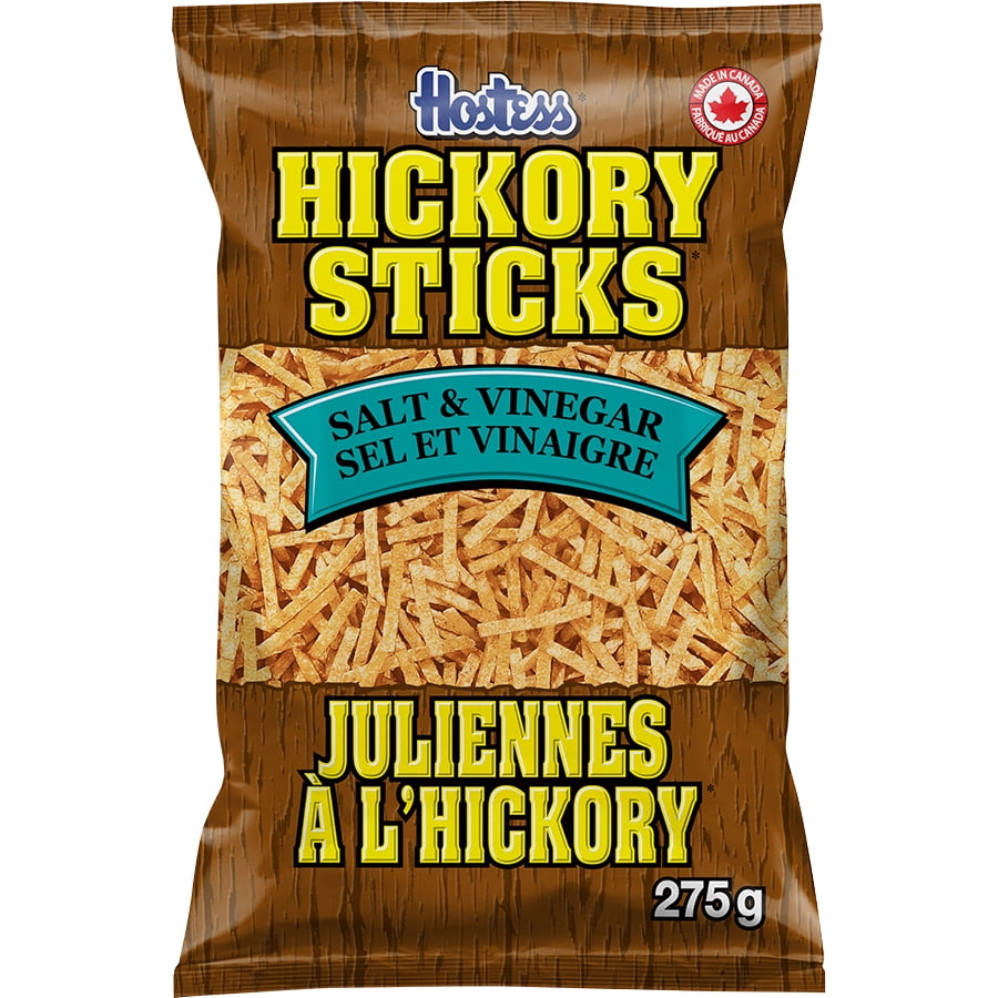 Front of Hostess Hickory Sticks Potato Sticks, Salt & Vinegar, 275g/9.7 oz., Bag