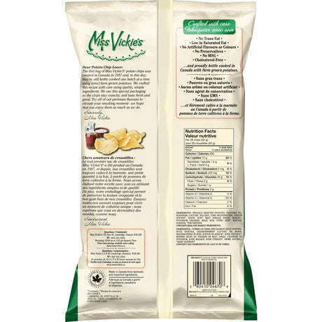 Miss Vickie's Sea Salt & Malt Vinegar Chips 275g/9.7 oz., {Imported From Canada}