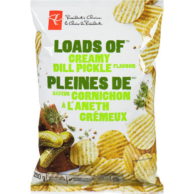 Presidents Choice, Creamy Ripple Dill Pickle Chips, 200g/7.1oz.,{Imported from Canada}
