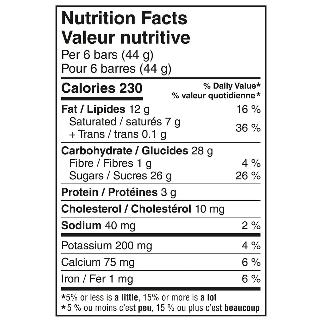 Nestle Aero Valentine's Day Milk Chocolate Mini Bars, 30ct., 219g/7.7 oz. - Nutrition Facts Label