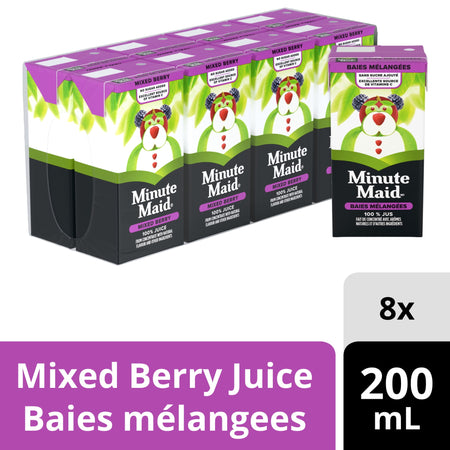 Minute Maid Mixed Berry Juice Boxes Perfect for On-The-Go, 8x200ml, 1.6L/56.4 fl. oz - 8 Pack