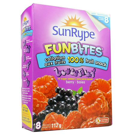 SUNRYPE FunBites Berry 100% Fruit Snack, 8 pouches per box, 112g/4 oz., {Imported from Canada}