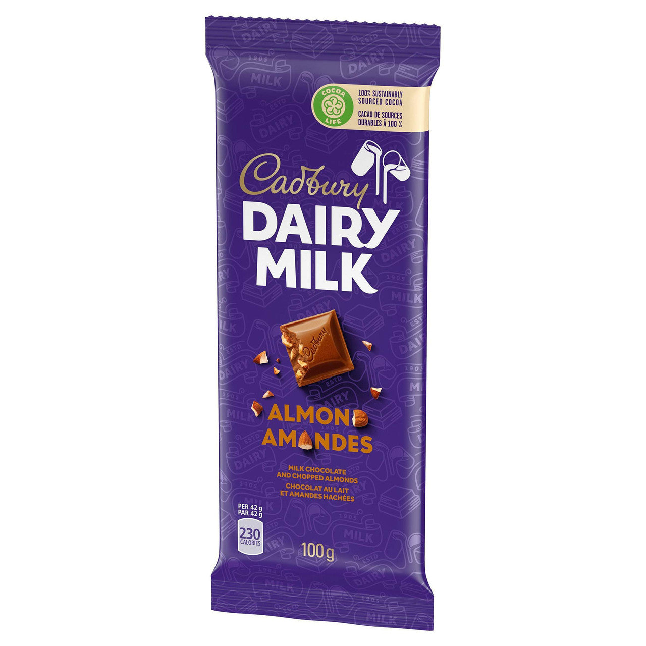 Cadbury, Dairy Milk Almond, Chocolate Bar, 100g/3.5oz., {Imported from Canada}