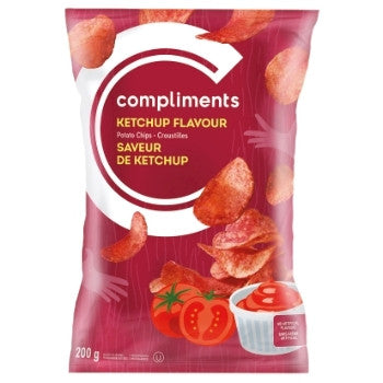 Compliments Ketchup Potato Chips, 200g/7.1 oz.Bag, {Imported from Canada}