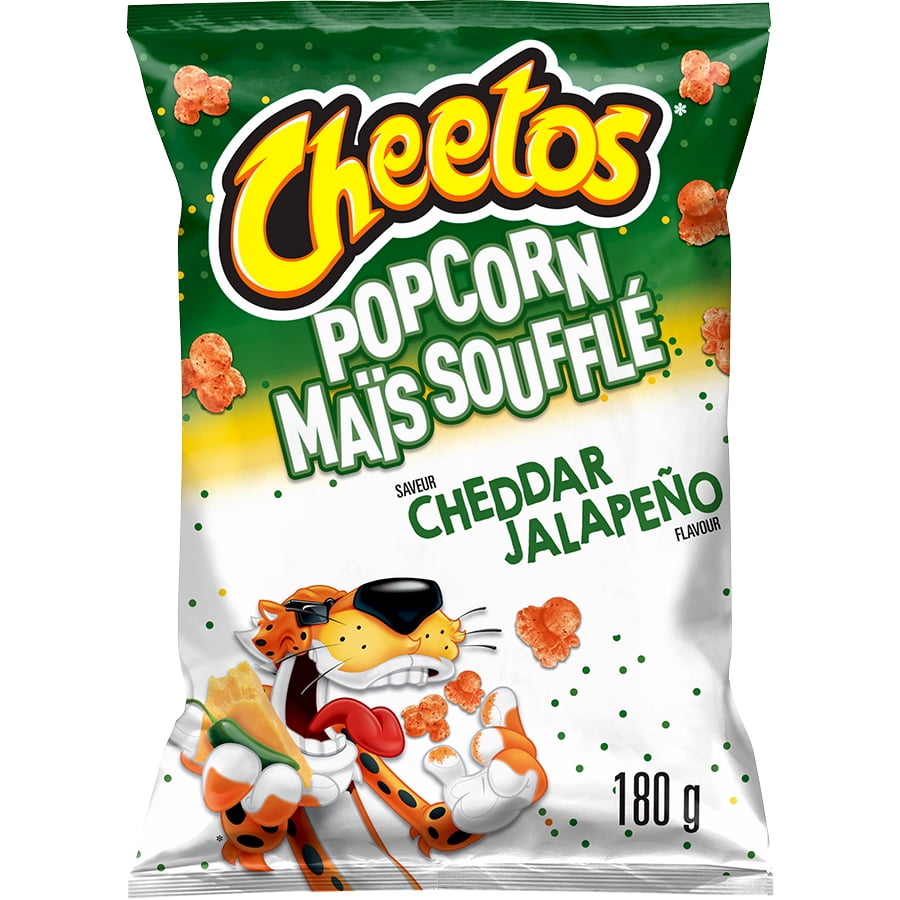 Cheetos Popcorn Cheddar Jalapeno Flavor, 180g/6.3 oz., Bag, front of bag