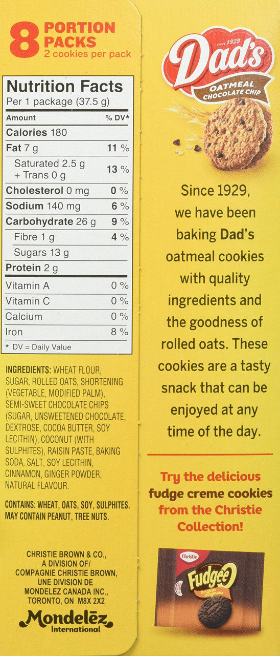 Christie Dad's Oatmeal Chocolate Chip Cookies 300g (10.6oz) {Imported from Canada}