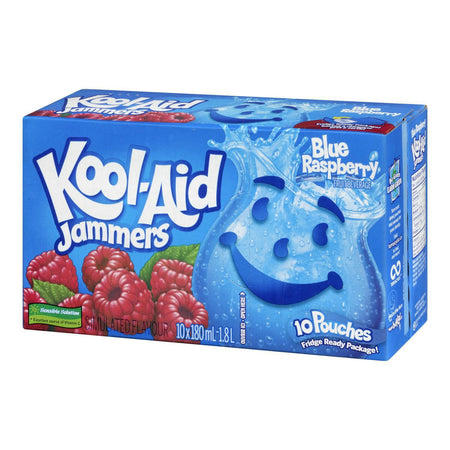 KOOL-AID Jammers Blue Raspberry Juice, 10ct, 180ml, {Imported from Canada}