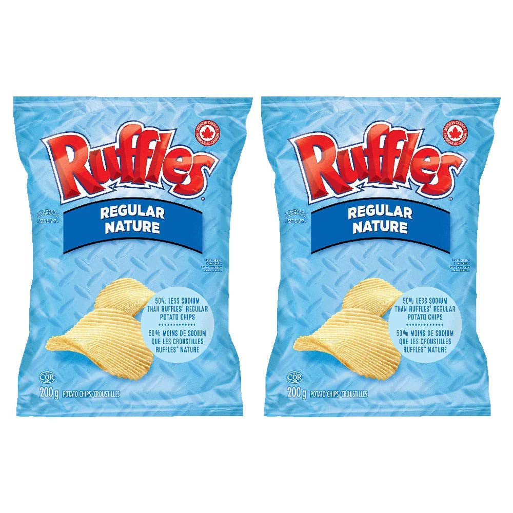 Ruffles Regular Lightly Salted Potato Chips 200g/7.05oz, 2-Pack {Imported from Canada}