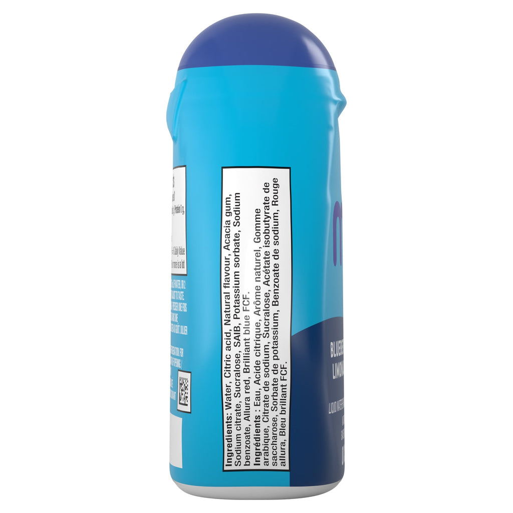 Blue bottle of MiO Blueberry Lemonade Liquid Water Enhancer, 48ml/1.62oz with a label on a white background