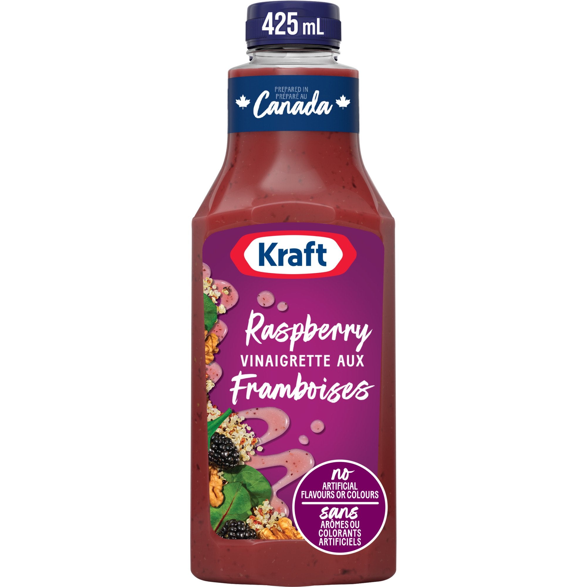 Kraft Raspberry Vinaigrette Dressing 425ml/14.4 oz., Bottle, front of bottle