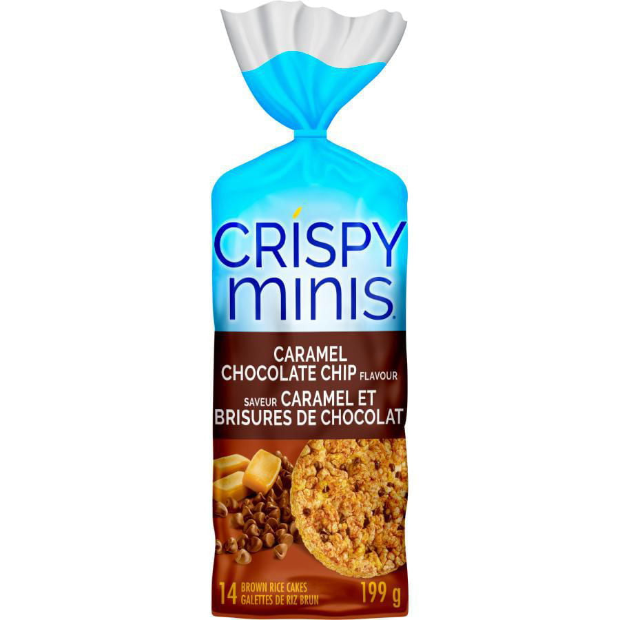 Quaker Crispy Minis Caramel Chocolate Chip Flavor Large Brown Rice Cakes, 199g/7 oz. Bag {Imported from Canada}