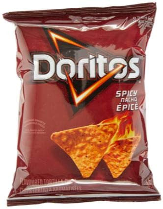 Box of Doritos Spicy Nacho Tortilla Chips (48ct x 45g/1.6oz) (Imported from Canada)