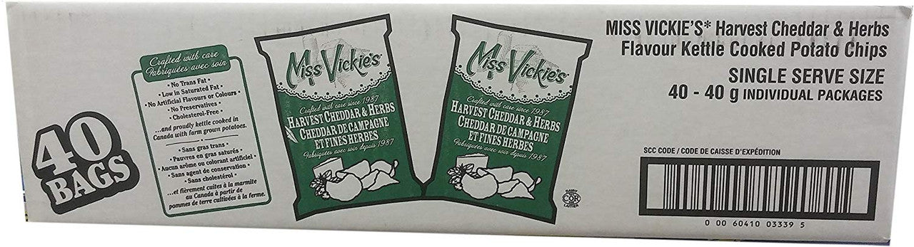 Box of Miss Vickie's Harvest Cheddar and Herbs (40ct x 40g/1.4oz)(Imported from Canada)
