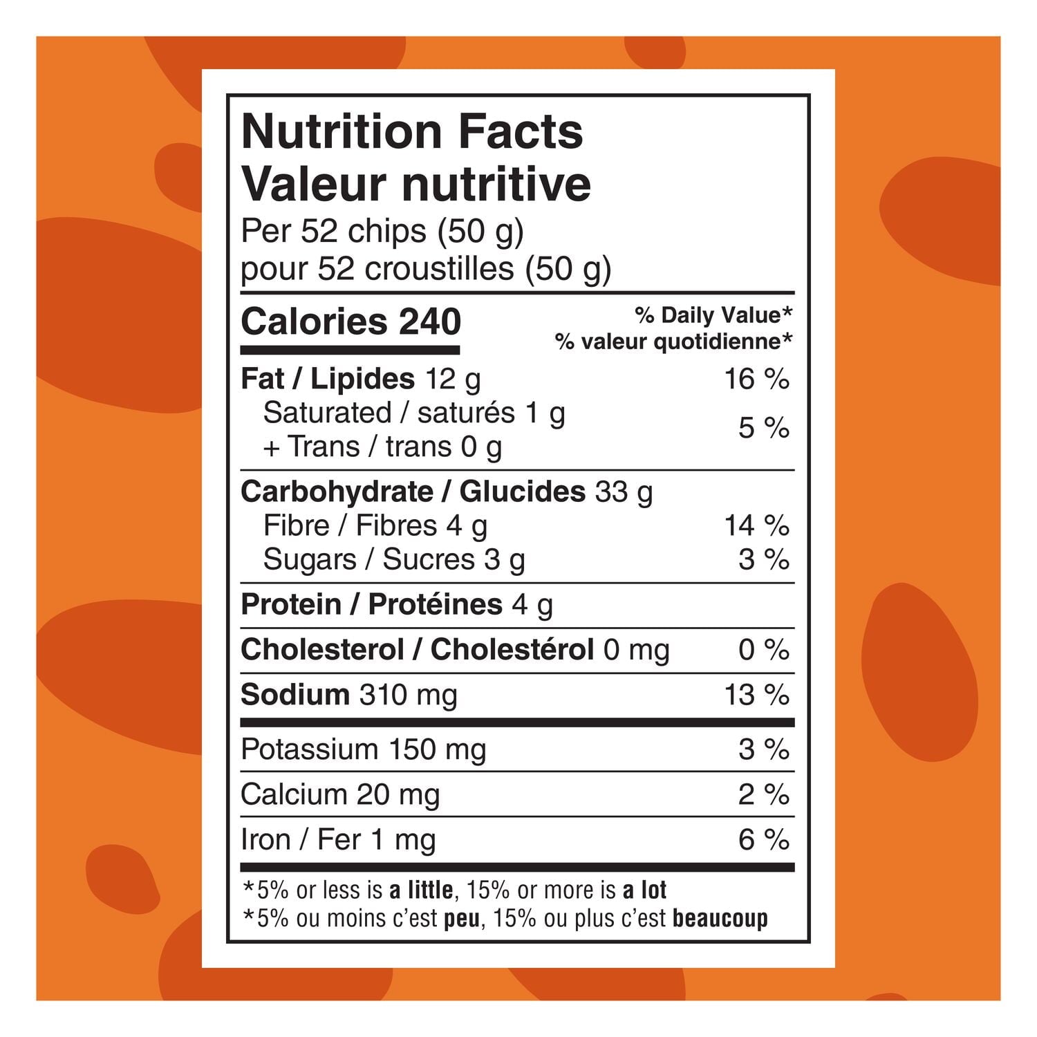 SunChips Harvest Cheddar Flavored Multigrain Snacks, 106g, nutrition facts label.