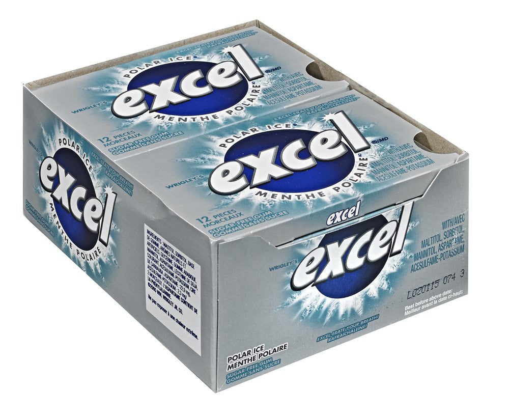 Excel Sugar-free Pellet Gum, 12ct - 12pk, Polar Ice {Imported from Canada}