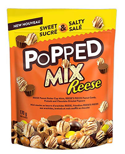 Reese Popped Mix, Popcorn, Pretzels, Chocolate Candy, 170g/6oz, (Imported from Canada)