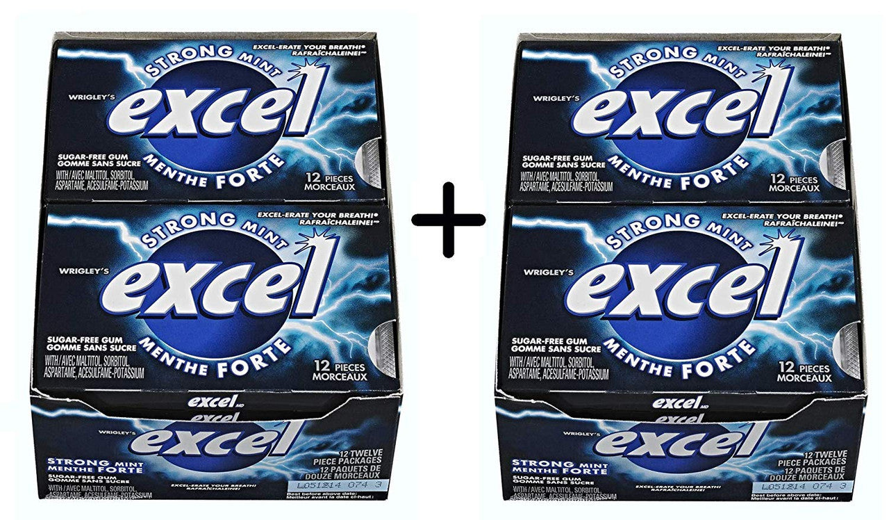 Excel Sugar-Free Gum, Strong Mint, 24 Count {Imported from Canada}