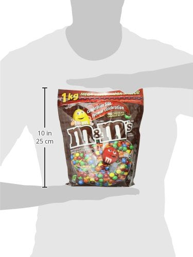 M&M's Milk Chocolate Candies, Celebration Size, Stand up Pouch, 1kg/35.27oz, (Imported from Canada)