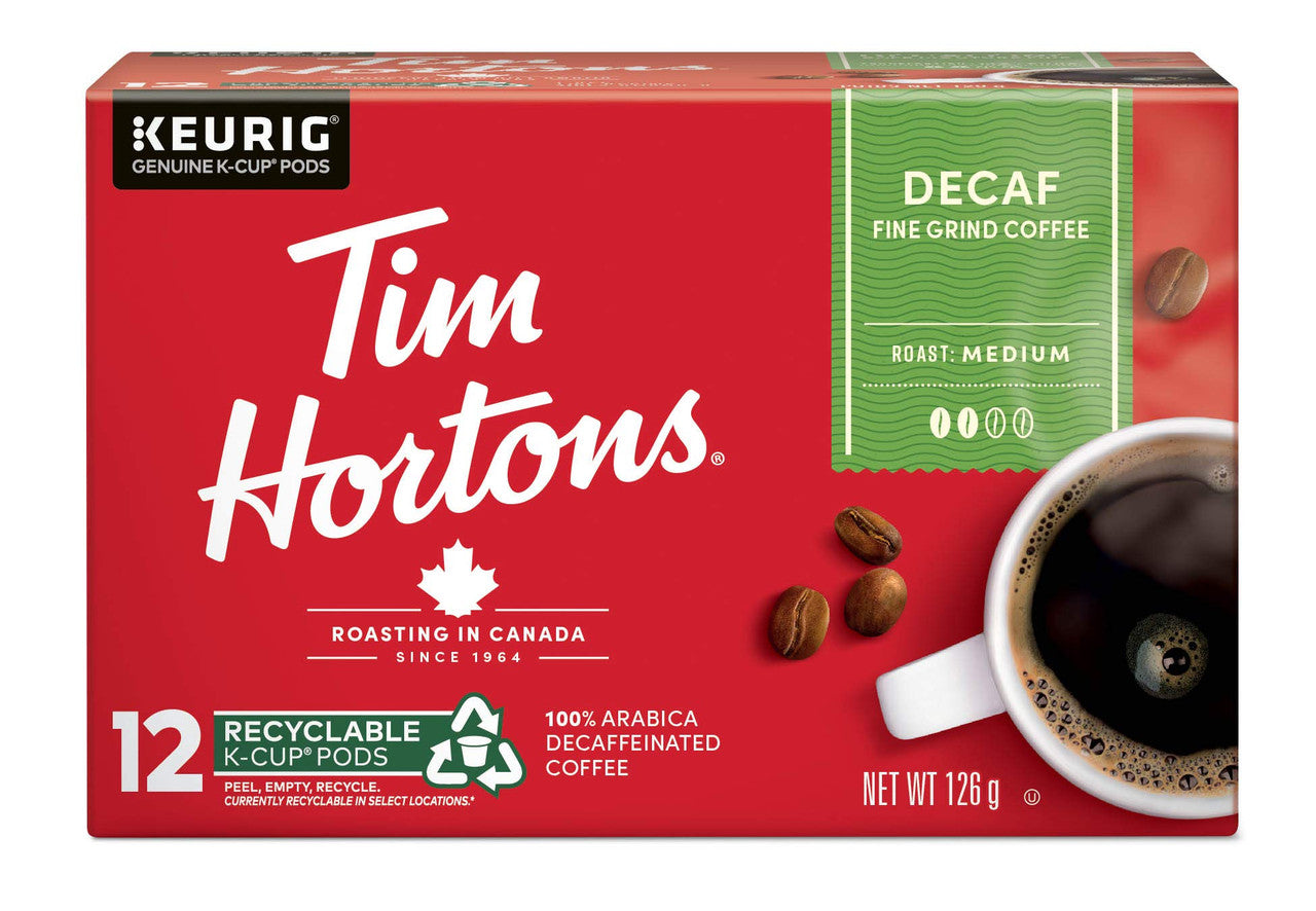 Tim Hortons Decaf Single Serve K-Cups, 12 Count {Imported from Canada}