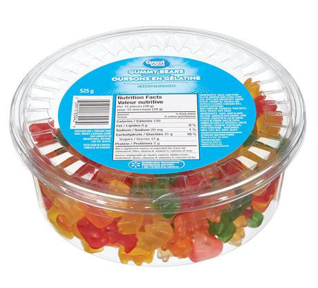 Great Value Tub of Gummy Bears, 525g/1.2lbs, {Imported from Canada}
