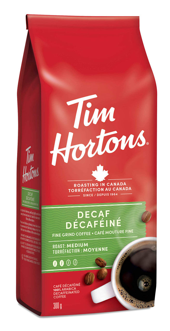 Tim Hortons Decaf Coffee, Fine Grind Bag, Medium Roast, 300g/10.6oz., {Imported from Canada}