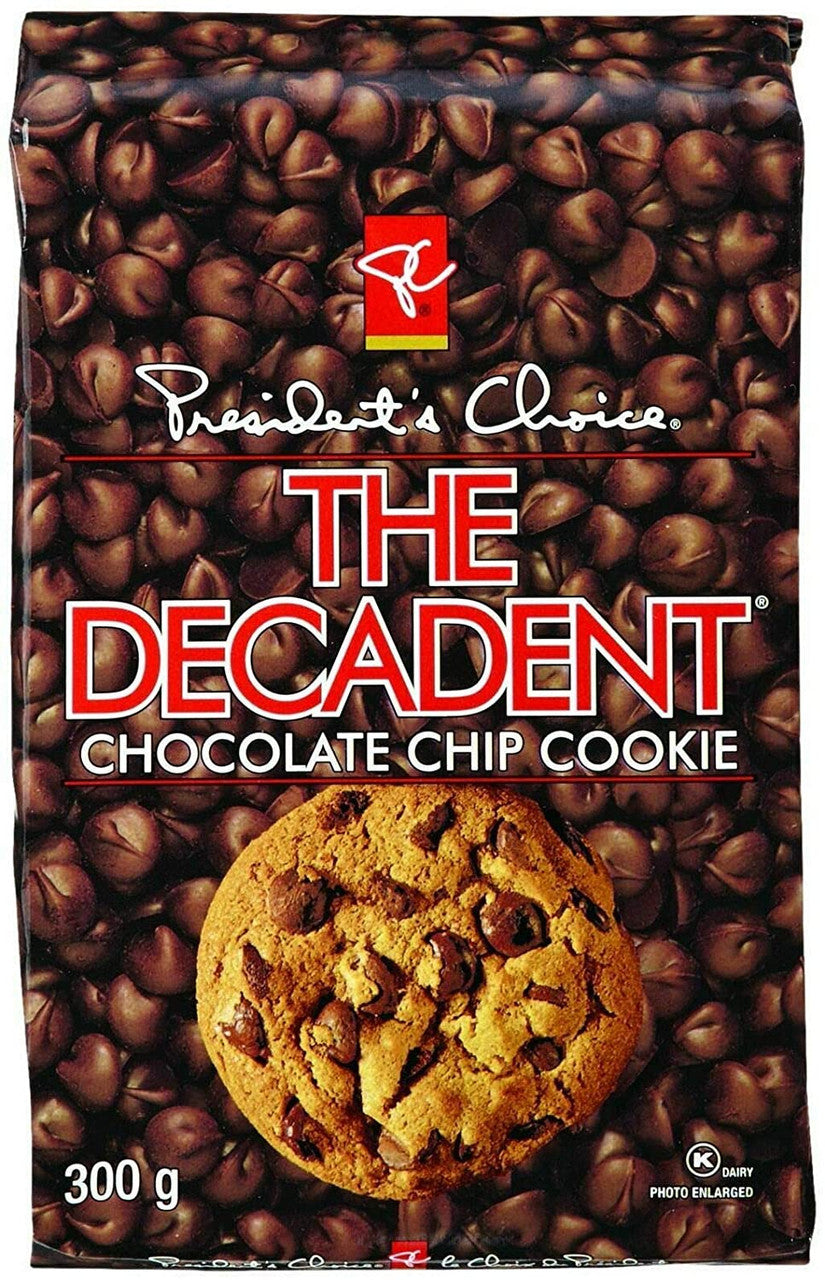 President's Choice Decadent Chocolate Chip Cookie, 300g/10.6oz., (3 Pack) {Imported from Canada}