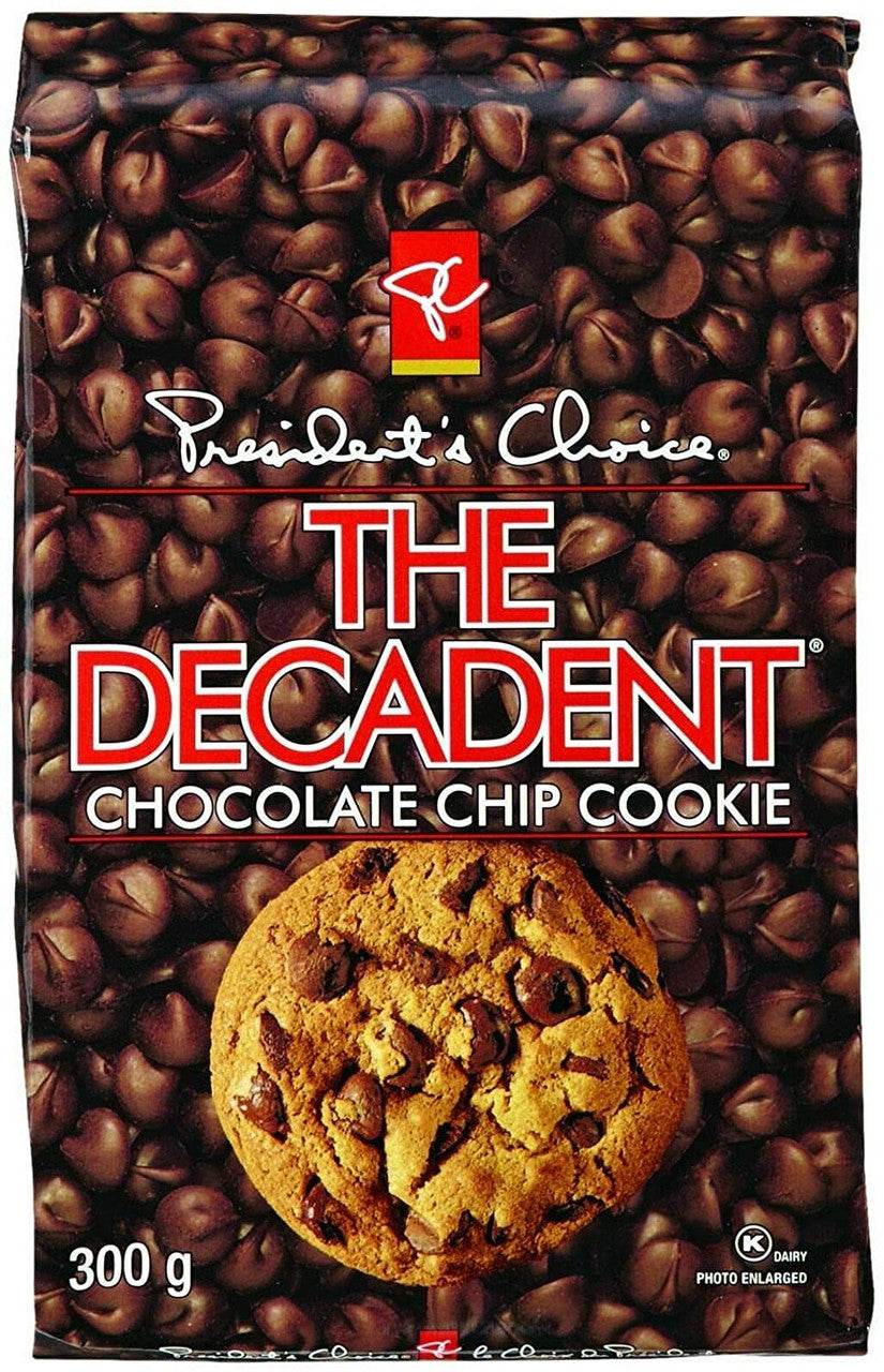 Decacathan Cookies President's Choice Decadent Chocolate Chip Cookie, 300g/10.6oz., (3 Pa