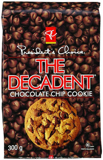 President's Choice Decadent Chocolate Chip Cookie, 300g/10.6oz., (3 Pack) {Imported from Canada}