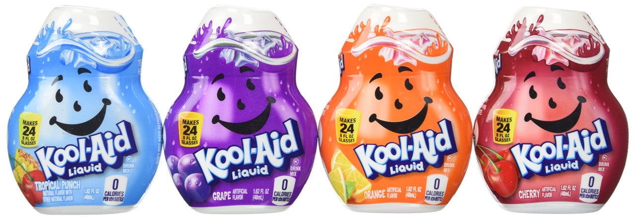 Kool-aid Liquid Drink Mix 4 Pack (Cherry, Grape, Orange, and Tropical Punch)