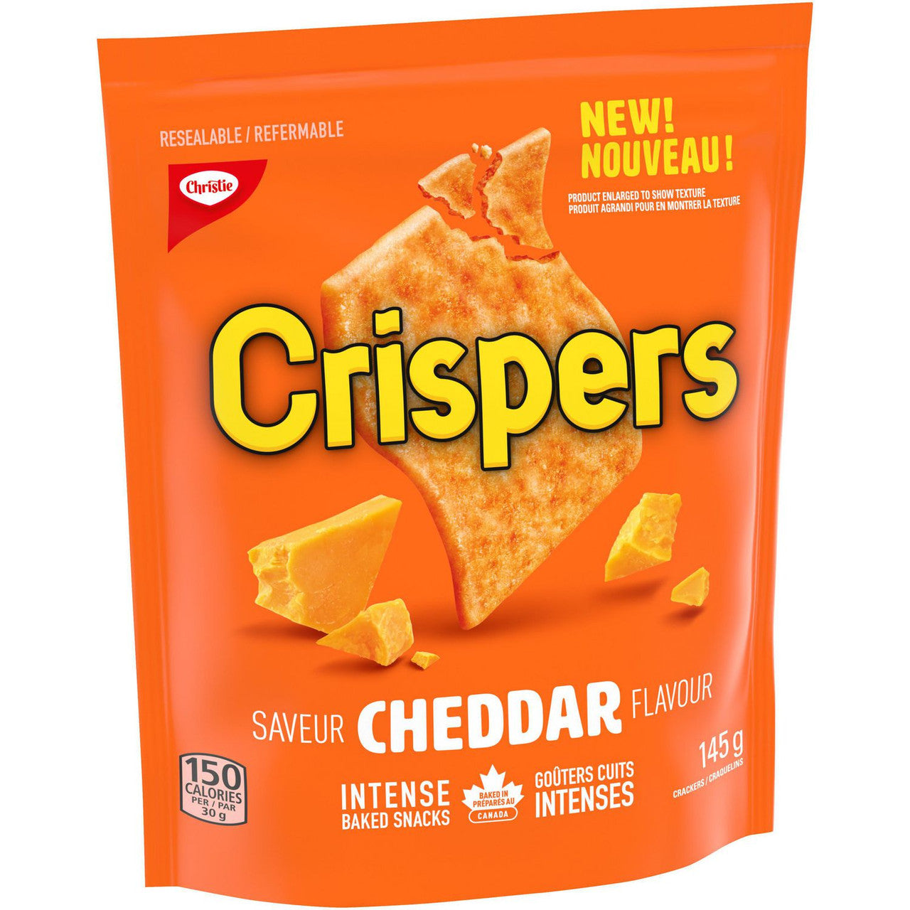 Christie Crispers, Cheddar Crackers, 145g/5.1 Ounce, Bag, {Imported from Canada}