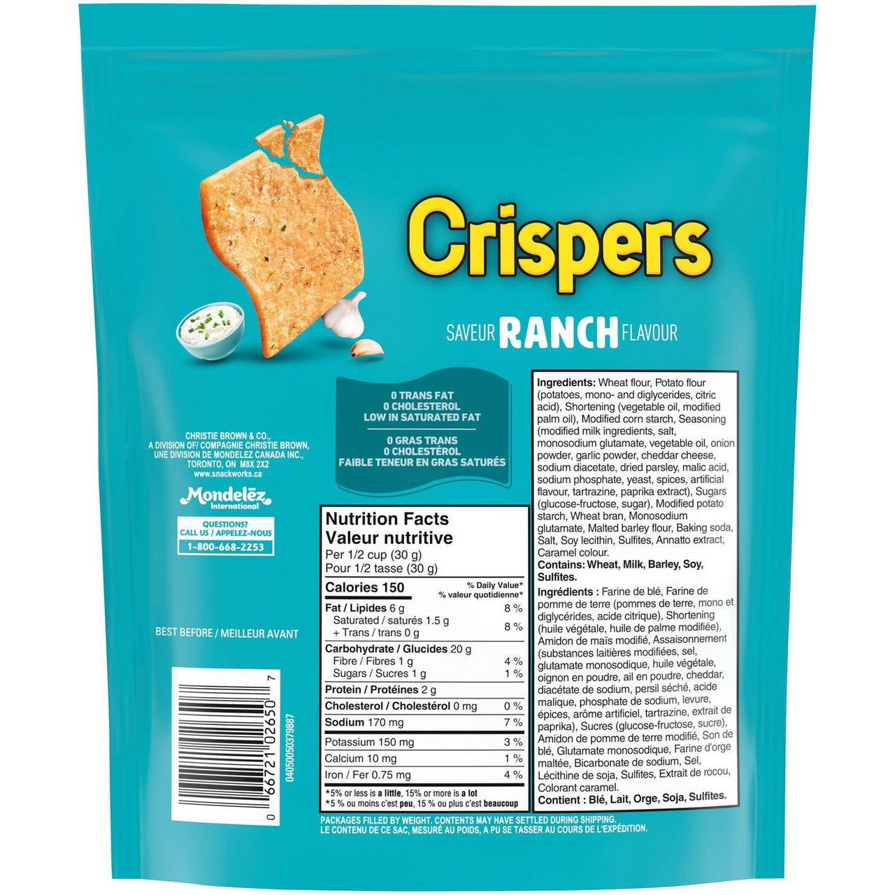 Christie Crispers, Ranch Crackers, 145g/5.1 Ounce, Bag, {Imported from Canada}