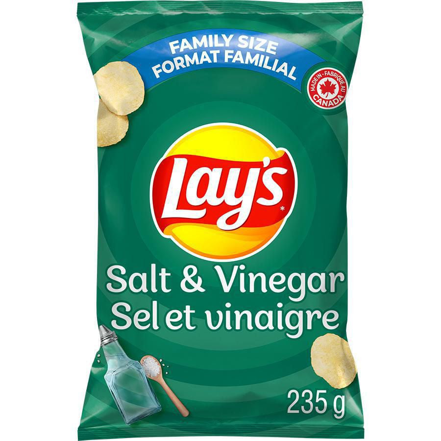 Lay's Potato Chips, Salt and Vinegar 235g/8.3oz.,  {Imported from Canada}