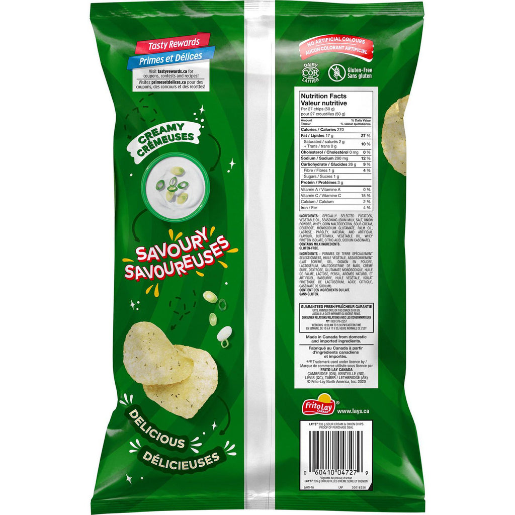 Lay's Potato Chips - Sour Cream & Onion, 235g/8.3 oz., {Imported from Canada}