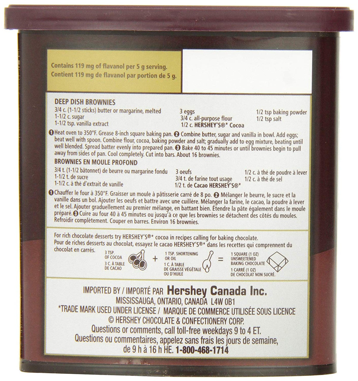 HERSHEY'S Baking Chocolate, Natural Unsweetened Cocoa, 226g/8oz., {Imp