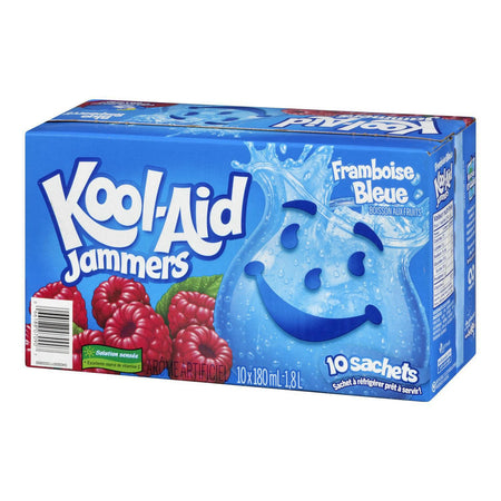 KOOL-AID Jammers Blue Raspberry Juice, 10ct, 180ml, {Imported from Canada}