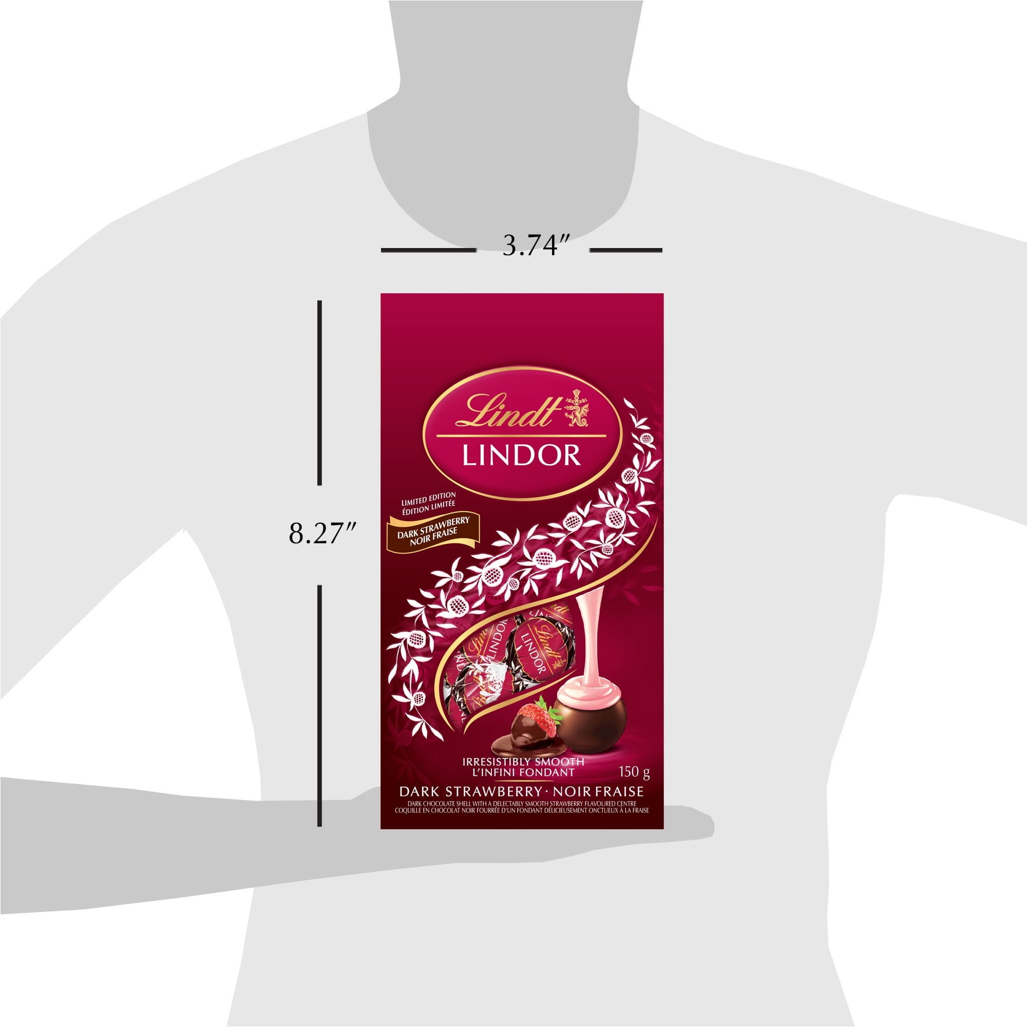 Lindt Lindor Dark Chocolate Strawberry Balls, 150g/5.2 oz. - Size Chart