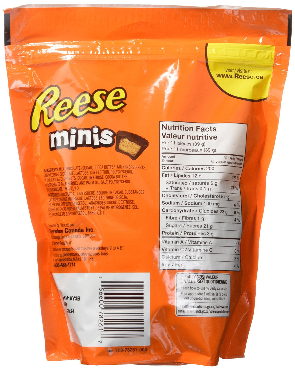 REESE Chocolate Candy Peanut Butter Cups, Minis, 400g/14.1oz. (Imported from Canada)