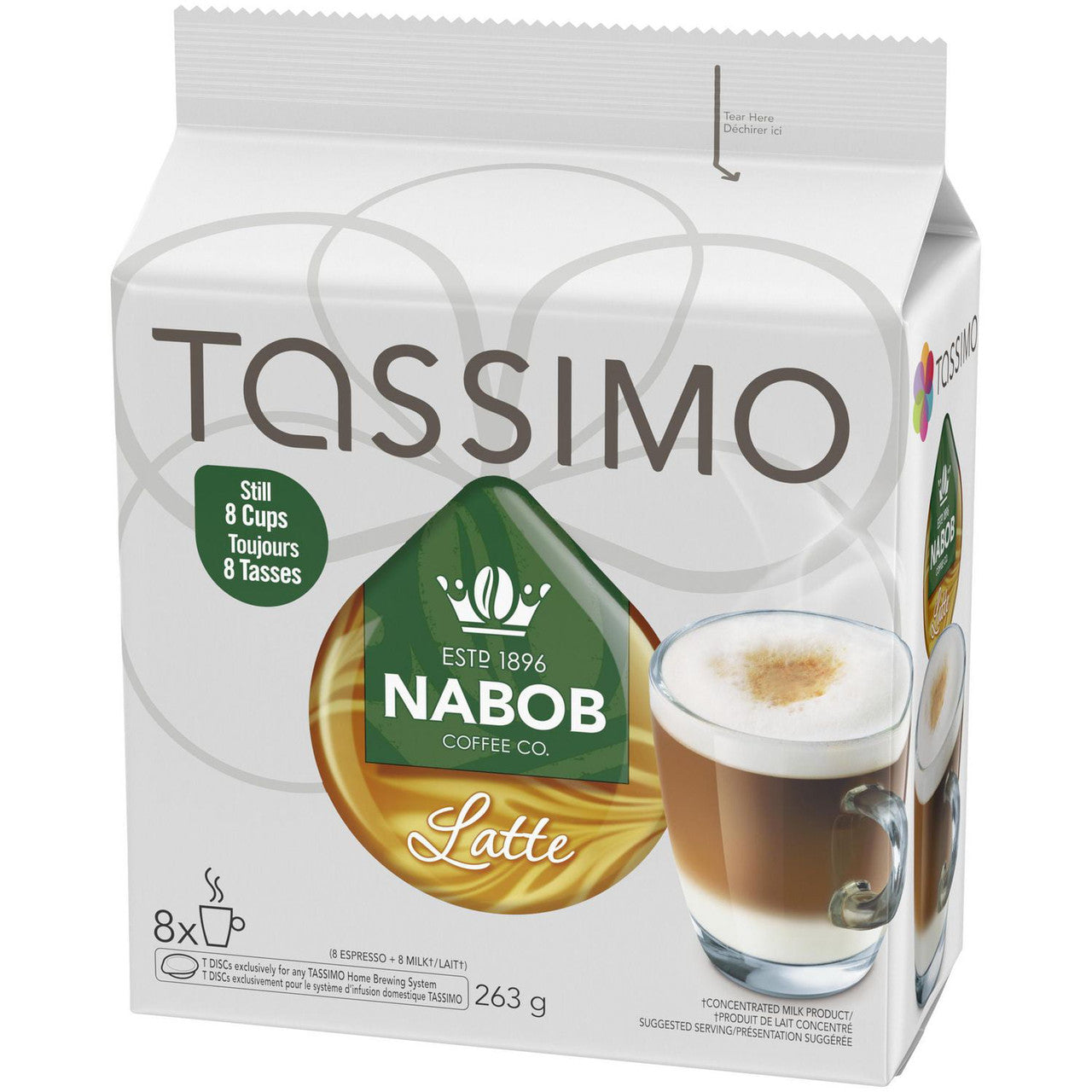 Tassimo Nabob Latte Single Serve T-Discs 8 Lattes (2 Pack) {Imported from Canada}