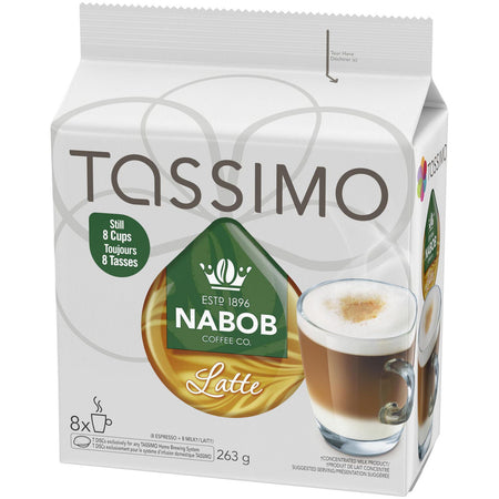 Tassimo Nabob Latte Single Serve T-Discs 8 Lattes (2 Pack) {Imported from Canada}