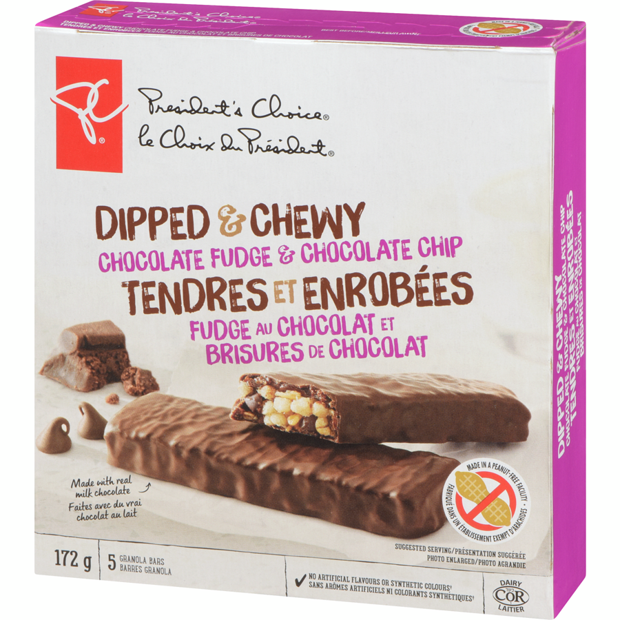 PC Dipped & Chewy Chocolate Fudge & Chocolate Chip Bars, 172g/6.1 oz., {Imported from Canada}