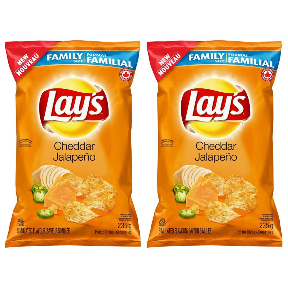 Lay's Cheddar Jalapeno Potato Chips 235g/8.3oz, 2-Pack {Imported from Canada}