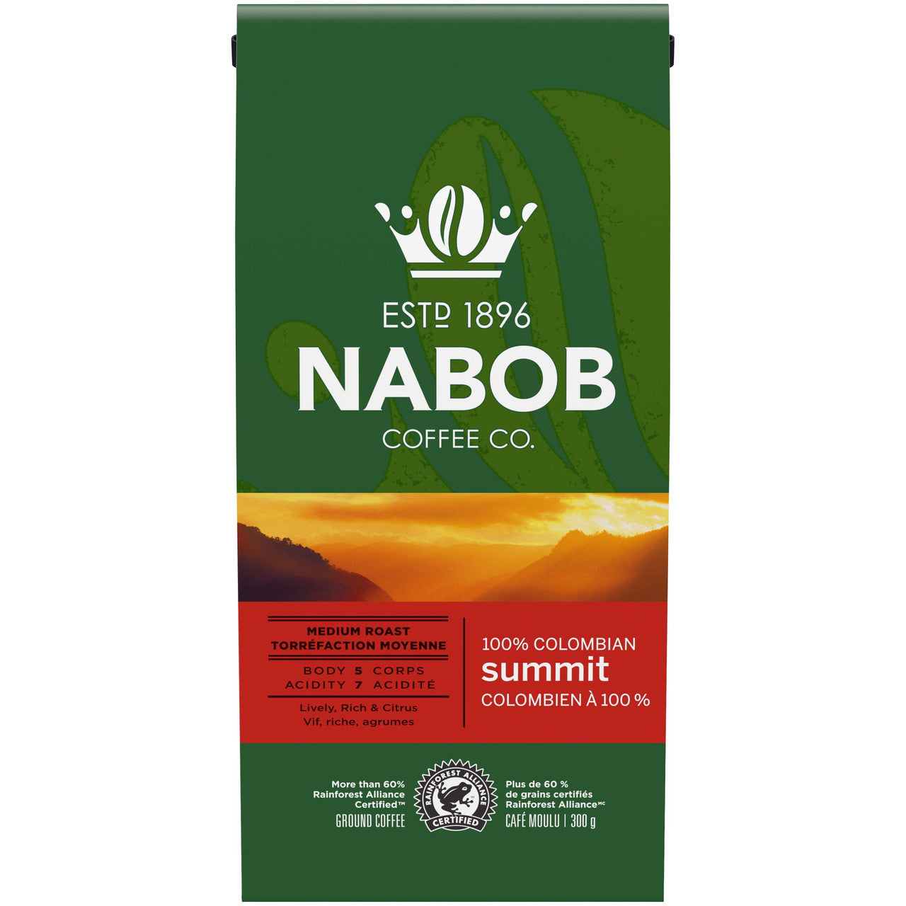Nabob Summit 100% Colombian Ground Coffee, 300g/10.6 oz. (Pack of 6) {Imported from Canada}
